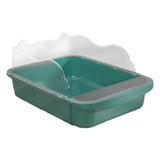 Maxbell Maxbell Semi Closed Cat Litter Box Deep Toilet Kitty Litter Pan Litter Tray 48x37x20cm Green