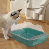 Maxbell Maxbell Semi Closed Cat Litter Box Deep Toilet Kitty Litter Pan Litter Tray 48x37x20cm Green