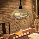 Maxbell 2xRattan Lamp Shade Ornament Droplight Weaved for Teahouse Living Room Kitchen Brown