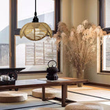 Maxbell 2xRattan Lamp Shade Ornament Droplight Weaved for Teahouse Living Room Kitchen Brown