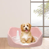 Dog Potty Tray with Removable Post Size 40x36x14cm Dog Training Toilet Pink - Aladdin Shoppers