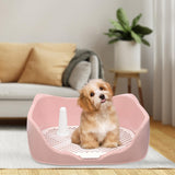 Dog Potty Tray with Removable Post Size 40x36x14cm Dog Training Toilet Pink - Aladdin Shoppers