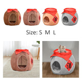 Cave Pet Bed Dogs Tent Small Medium Puppy Nest Kitten Hut Cats Warm House S Brown - Aladdin Shoppers