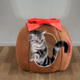 Cave Pet Bed Dogs Tent Small Medium Puppy Nest Kitten Hut Cats Warm House S Brown - Aladdin Shoppers
