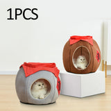 Cave Pet Bed Dogs Tent Small Medium Puppy Nest Kitten Hut Cats Warm House Brown L - Aladdin Shoppers