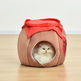 Cave Pet Bed Dogs Tent Small Medium Puppy Nest Kitten Hut Cats Warm House Khaki S - Aladdin Shoppers