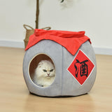 Cave Pet Bed Dogs Tent Small Medium Puppy Nest Kitten Hut Cats Warm House Gray S - Aladdin Shoppers