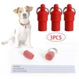 3x Lightweight Pet Dog ID Tag Tube for Puppy Address Label Tube Anti Lost Red - Aladdin Shoppers