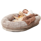 Creative Dog Bed for Human Breathable Warm Soft for Dogs Birthday Gifts 135x85x30cm Khaki - Aladdin Shoppers