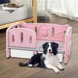 PP Dog Bed Pet Sofa 78.5x48x40cm Weight Capacity 100kg for Daily Use Durable With 2 Boxes Pink - Aladdin Shoppers