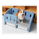 PP Dog Bed Pet Sofa 78.5x48x40cm Weight Capacity 100kg for Daily Use Durable With Ladder Box Blue - Aladdin Shoppers