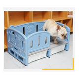 PP Dog Bed Pet Sofa 78.5x48x40cm Weight Capacity 100kg for Daily Use Durable With Ladder Box Blue - Aladdin Shoppers