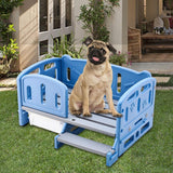 PP Dog Bed Pet Sofa 78.5x48x40cm Weight Capacity 100kg for Daily Use Durable With Ladder Box Blue - Aladdin Shoppers