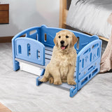 PP Dog Bed Pet Sofa 78.5x48x40cm Weight Capacity 100kg for Daily Use Durable With Ladder Box Blue - Aladdin Shoppers