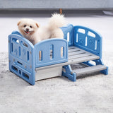 PP Dog Bed Pet Sofa 78.5x48x40cm Weight Capacity 100kg for Daily Use Durable With Ladder Box Blue - Aladdin Shoppers