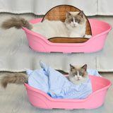 Cat Bed Bathing Calming Cushion Comfortable Nonslip Blanket Cozy Dog House 70cmx41cmx16.8cm pink - Aladdin Shoppers