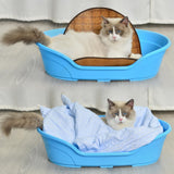 Cat Bed Bathing Calming Cushion Comfortable Nonslip Blanket Cozy Dog House 57cmx37.6cmx14cm blue - Aladdin Shoppers