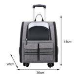 Cat Trolley Case Backpack Kennel Pet Rolling Carrier for Puppy Transport gray - Aladdin Shoppers