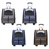 Cat Trolley Case Backpack Kennel Pet Rolling Carrier for Puppy Transport gray - Aladdin Shoppers