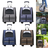 Cat Trolley Case Backpack Kennel Pet Rolling Carrier for Puppy Transport gray - Aladdin Shoppers