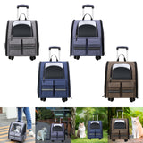 Cat Trolley Case Backpack Kennel Pet Rolling Carrier for Puppy Transport gray - Aladdin Shoppers