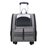 Cat Trolley Case Backpack Kennel Pet Rolling Carrier for Puppy Transport gray - Aladdin Shoppers