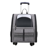 Cat Trolley Case Backpack Kennel Pet Rolling Carrier for Puppy Transport gray - Aladdin Shoppers