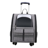 Cat Trolley Case Backpack Kennel Pet Rolling Carrier for Puppy Transport gray - Aladdin Shoppers