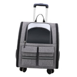 Cat Trolley Case Backpack Kennel Pet Rolling Carrier for Puppy Transport gray - Aladdin Shoppers