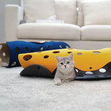 Splicing Cat Tunnel Folding Tube Deformable Cat Toys Amusement for Dog Yellow Blue - Aladdin Shoppers