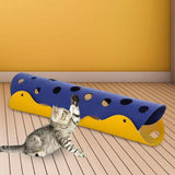 Splicing Cat Tunnel Folding Tube Deformable Cat Toys Amusement for Dog Yellow Blue - Aladdin Shoppers