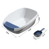 Pet Litter Tray Potty Toilet Anti Splashing Semi Closed Cat Litter Box 61x44x22cm White - Aladdin Shoppers