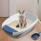 Pet Litter Tray Potty Toilet Anti Splashing Semi Closed Cat Litter Box 61x44x22cm White - Aladdin Shoppers