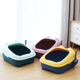 Cat Litter Box Tray Detachable with Litter Scoop Toilet for Kitten Yellow Blue - Aladdin Shoppers