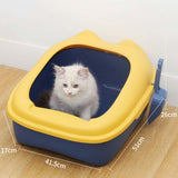 Cat Litter Box Tray Detachable with Litter Scoop Toilet for Kitten Yellow Blue - Aladdin Shoppers