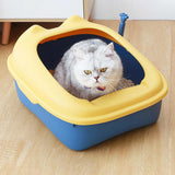Cat Litter Box Tray Detachable with Litter Scoop Toilet for Kitten Yellow Blue - Aladdin Shoppers