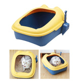 Cat Litter Box Tray Detachable with Litter Scoop Toilet for Kitten Yellow Blue - Aladdin Shoppers