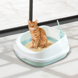 Cat Litter Box Toilet Tray Portable Semi Enclosed Sand Box Removable Large Blue - Aladdin Shoppers