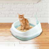 Cat Litter Box Toilet Tray Portable Semi Enclosed Sand Box Removable Large Blue - Aladdin Shoppers