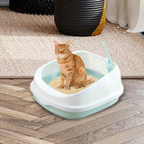 Cat Litter Box Toilet Tray Portable Semi Enclosed Sand Box Removable Large Blue - Aladdin Shoppers