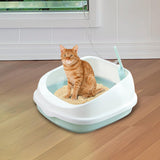 Cat Litter Box Toilet Tray Portable Semi Enclosed Sand Box Removable Large Blue - Aladdin Shoppers