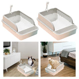 Open Litter Box Deep Toilet Kitten Litter Tray with High Side Bedpan 30cmx42cmx17cm - Aladdin Shoppers