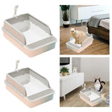 Open Litter Box Deep Toilet Kitten Litter Tray with High Side Bedpan 30cmx42cmx17cm - Aladdin Shoppers