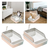 Open Litter Box Deep Toilet Kitten Litter Tray with High Side Bedpan 30cmx42cmx17cm - Aladdin Shoppers