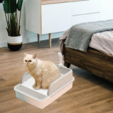 Open Litter Box Deep Toilet Kitten Litter Tray with High Side Bedpan 30cmx42cmx17cm - Aladdin Shoppers