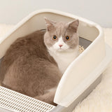 Cat Litter Box Toilet Portable Large Space Anti Splashing Semi Closed Tray Gray52cmx36cmx21.5cm - Aladdin Shoppers