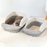 Cat Litter Box Toilet Portable Large Space Anti Splashing Semi Closed Tray Gray52cmx36cmx21.5cm - Aladdin Shoppers