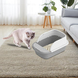 Cat Litter Box Toilet Portable Large Space Anti Splashing Semi Closed Tray Gray52cmx36cmx21.5cm - Aladdin Shoppers