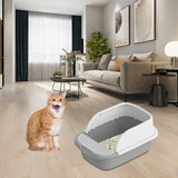 Cat Litter Box Toilet Portable Large Space Anti Splashing Semi Closed Tray Gray52cmx36cmx21.5cm - Aladdin Shoppers