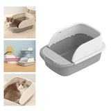 Cat Litter Box Toilet Portable Large Space Anti Splashing Semi Closed Tray Gray52cmx36cmx21.5cm - Aladdin Shoppers
